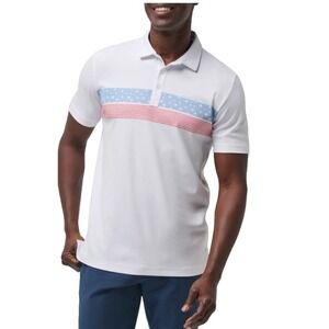 Travis Mathew Mens Merica Chest Stripe Polo Shirt L American Flag 4th of July